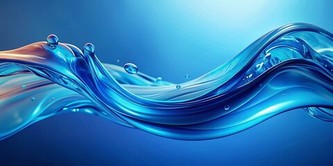 Poster - Abstract Blue Liquid Wave Background: Flowing AI Generated Texture for Design