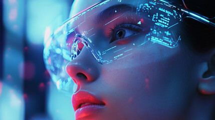 Poster - Digital design innovation displayed through futuristic eyewear technology. Generative AI
