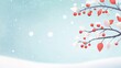 © Wanida - Winter Wonderland Scene with Snowy Background and Vibrant Red Berries on Branches, Creating a Calm and Peaceful Atmosphere for Seasonal Celebrations