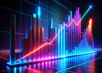 Poster - Abstract Data Visualization: Colorful Bar and Line Charts in 3D Space