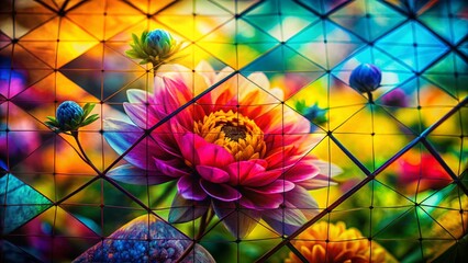 Poster - Abstract Double Exposure Grid Pattern: Geometric Texture Overlay Stock Photo