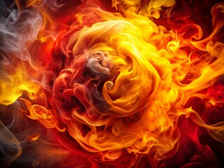 Poster - Abstract Fire Vortex: Red and Yellow Smoke Swirl Tilt-Shift Photography