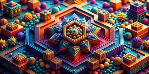Poster - Abstract Geometric Shapes High Depth of Field Graphic Design Background