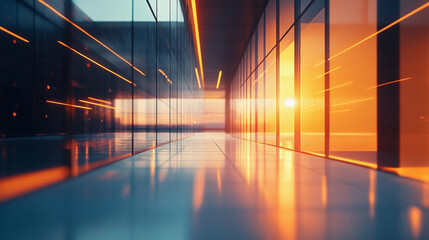 Poster - Digital design space showcasing vibrant sunset reflections. Generative AI
