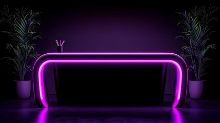 Poster - Smart office desk with integrated technology, featuring real-time data display, sleek design, and enhanced productivity tools for modern workspaces