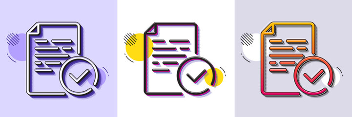 Poster - compliance line icon. halftone dotted pattern. gradient icon with grain shadow. approved test sign. 