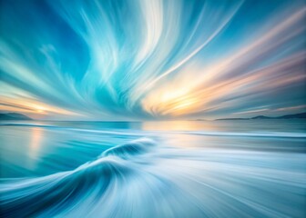 Poster - Abstract Light Blue and White Long Exposure Painting -  Modern Art Background