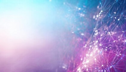 Aufkleber - Abstract Digital Network Visualization with Glowing Nodes and Neural Connections in Gradient Blue and Pink Background for AI and Technology Concepts