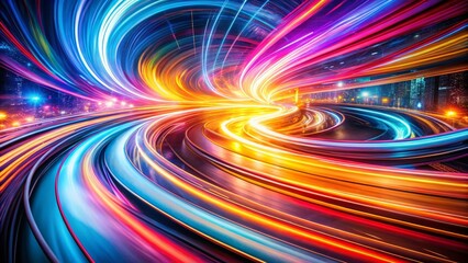 Poster - Abstract Light Trails, Long Exposure Photography, Swirling Colors, Artistic Motion Blur, Dynamic Composition