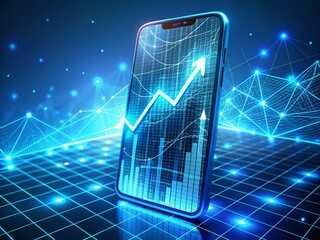 Poster - Abstract Mobile Phone Growth Chart: Futuristic Finance Stock Market Data