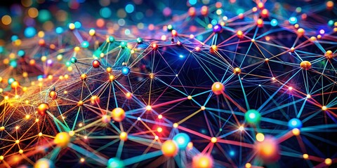 Poster - Abstract Network: Glowing Nodes Macro Photography - High-Resolution Stock Image