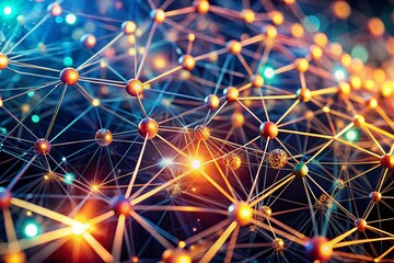 Poster - Abstract Network Connections: Bokeh Close-Up Stock Photo