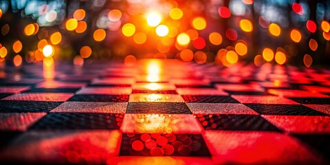 Poster - Abstract Red Black Checkerboard Gradient Blur Background Texture