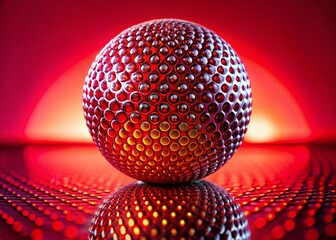 Poster - Abstract Red Sphere Macro Photography: Minimalist 3D Geometric Design