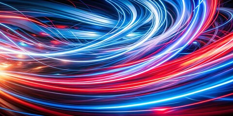 Poster - Abstract Red White Blue Long Exposure Generative AI Art Background