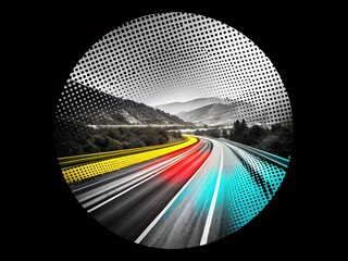Poster - Abstract Speed Lines: Geometric Halftone Circle Design - Stock Photo