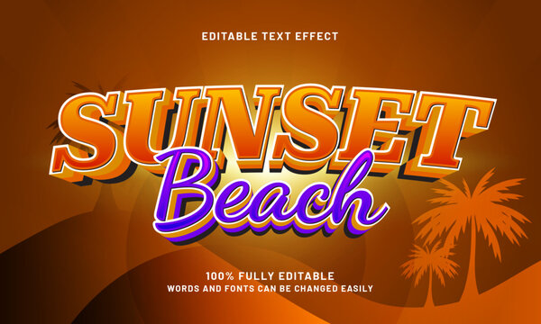 sunset beach editable text effects with a beach and sunset theme