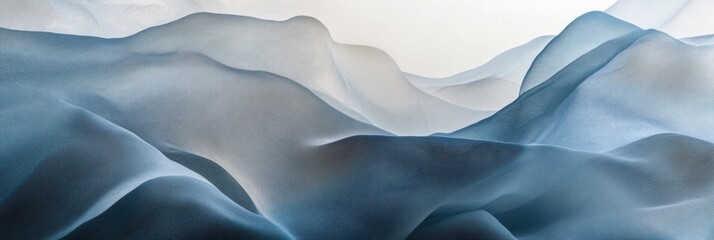 Leinwandbilder - Dynamic waves create a flowing landscape with gentle curves and varying heights in soft blue tones. Generative AI