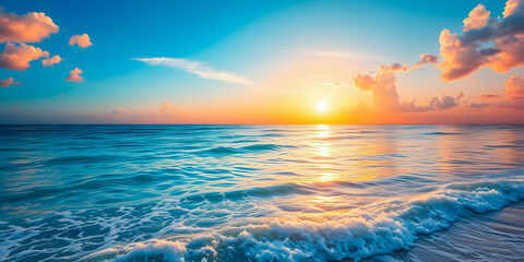 Wall Mural - sea sand sky coastal sunset colors clouds, horizon, horizontal background. inspire nature landscape,