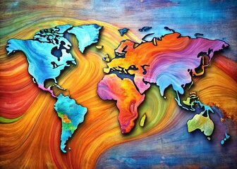 Poster - Abstract World Map Background: Global Connectivity & Travel Concept