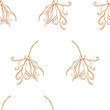 © chekiwart - Ylang ylang flowers simple hand drawn seamless pattern. Minimalist floral design for fabric, textile, wrapping paper, gift paper