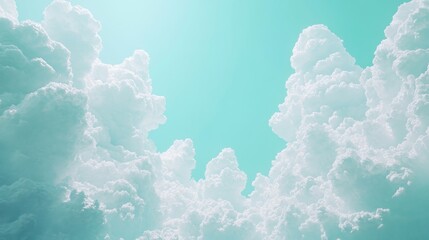 Wall Mural - Serene Sky With Fluffy White Clouds And Gradient Blue Backdrop, Providing Space For Text Overlay