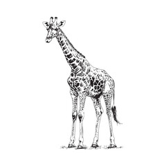  giraffe sketch- isolated vector images of wild animal