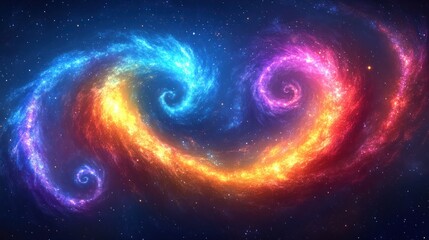Wall Mural - Dual cosmic fire swirls in space.