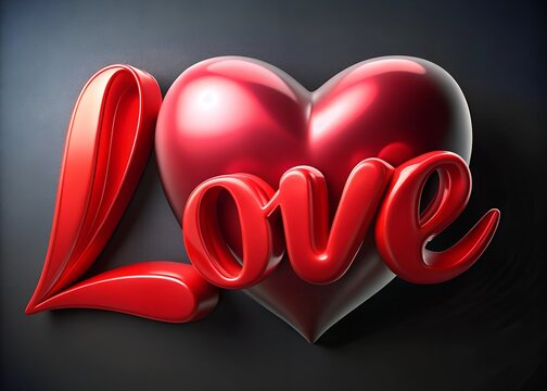 3d  love text written with hearts