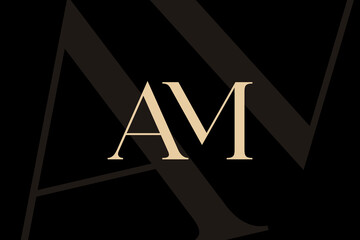 Wall Mural - am or ma letter logo icon design. classic style luxury initials monogram.