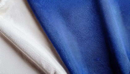 Poster - Close-up of textured blue and white fabric with intricate knit pattern, ideal for banners, web backgrounds, fashion design visuals