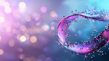 Poster - A vibrant swirl of colorful water droplets against a soft, blurred background creates a captivating, dreamy atmosphere.