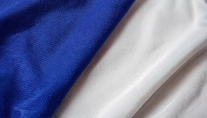Poster - Close-up of textured blue and white fabric with intricate knit pattern, ideal for banners, web backgrounds, fashion design visuals