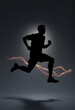 © Go - 3d illustration of the inner energy of a running man, silhouette, with white tones