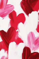 Poster - Abstract painted hearts in vibrant red, pink, and white tones for Valentine's Day