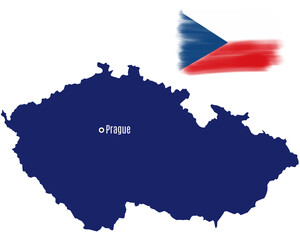 Wall Mural - czech republic map silhouette with flag