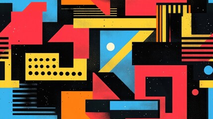 Fototapete - Vibrant abstract composition featuring geometric shapes and bold colors in a dynamic design