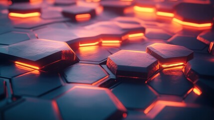Poster - Creative dark hexagon wallpaper. Design and mosaic concept. 3D Rendering.