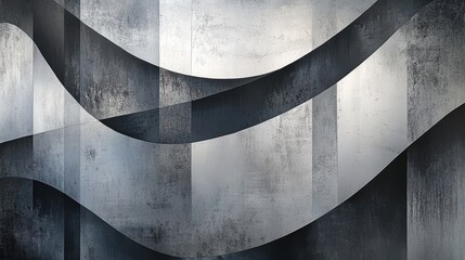 Wall Mural - Abstract Waves of Metallic Gray and Black on Textured Background