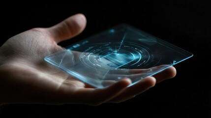 Poster - business, statistics, people and future technology concept - close up of businessman hand with chart