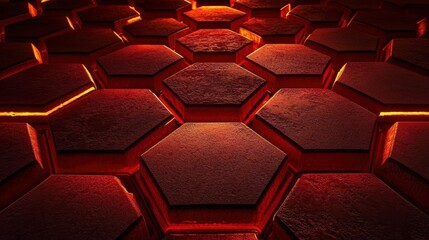 Poster - Creative dark hexagon wallpaper. Design and mosaic concept. 3D Rendering.