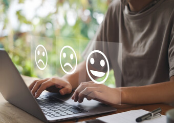Aufkleber - Business Concept Image Highlighting Customer Satisfaction Ratings and Feedback for Use in Marketing and Service Improvement Strategies