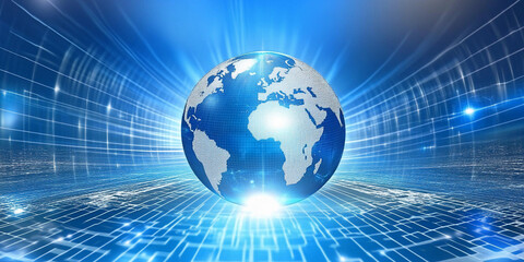 Aufkleber - Digital world representation with glowing effects