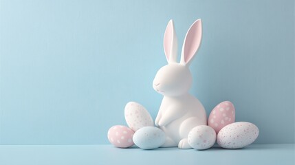 Wall Mural - Decorative easter bunny silhouette with pastel easter eggs for spring celebrations