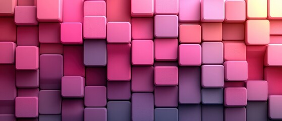 Wall Mural - Pink cube wall texture, digital background, abstract design, website banner