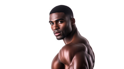 Wall Mural - black male fitness model isolated on white background