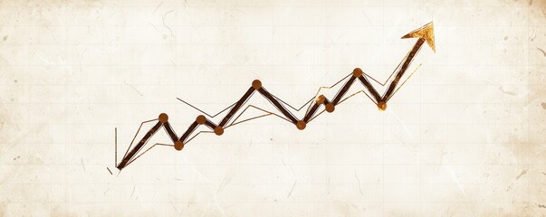 Leinwandbilder - A vintage-style illustration of an upward trend line, symbolizing growth and progress in data or financial metrics.