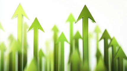 Poster - A cluster of green arrows shooting upward against a crisp white background, embodying growth and forward movement.