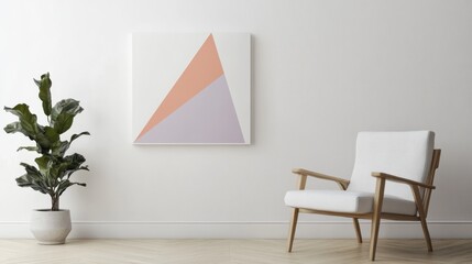 Aufkleber - Abstract pencil sketch depicting geometric shapes on a white canvas against a minimalist interior design backdrop