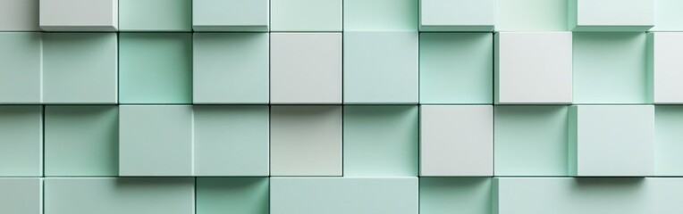 Poster - Soft pastel gray and mint grids arranged in a visually appealing pattern for modern design aesthetics